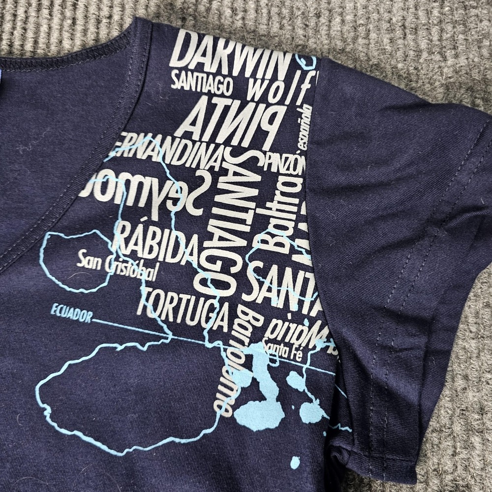 Rasgos Shirt Womens Large Blue V Neck Galapagos Turtle Graphic Top Tee - Picture 4 of 10